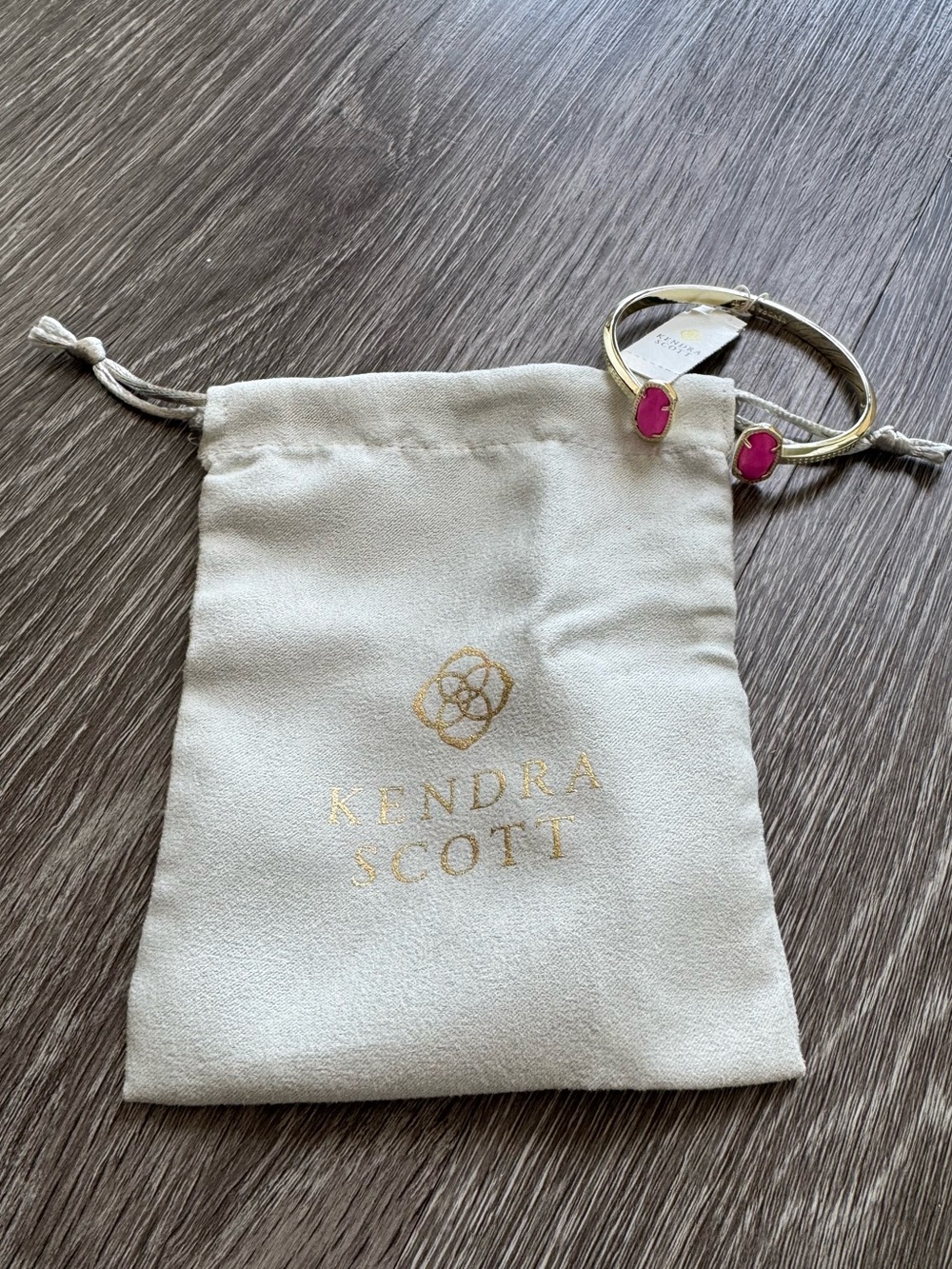 Kendra Scott Elton Gold Cuff Bracelet in Bright Pink